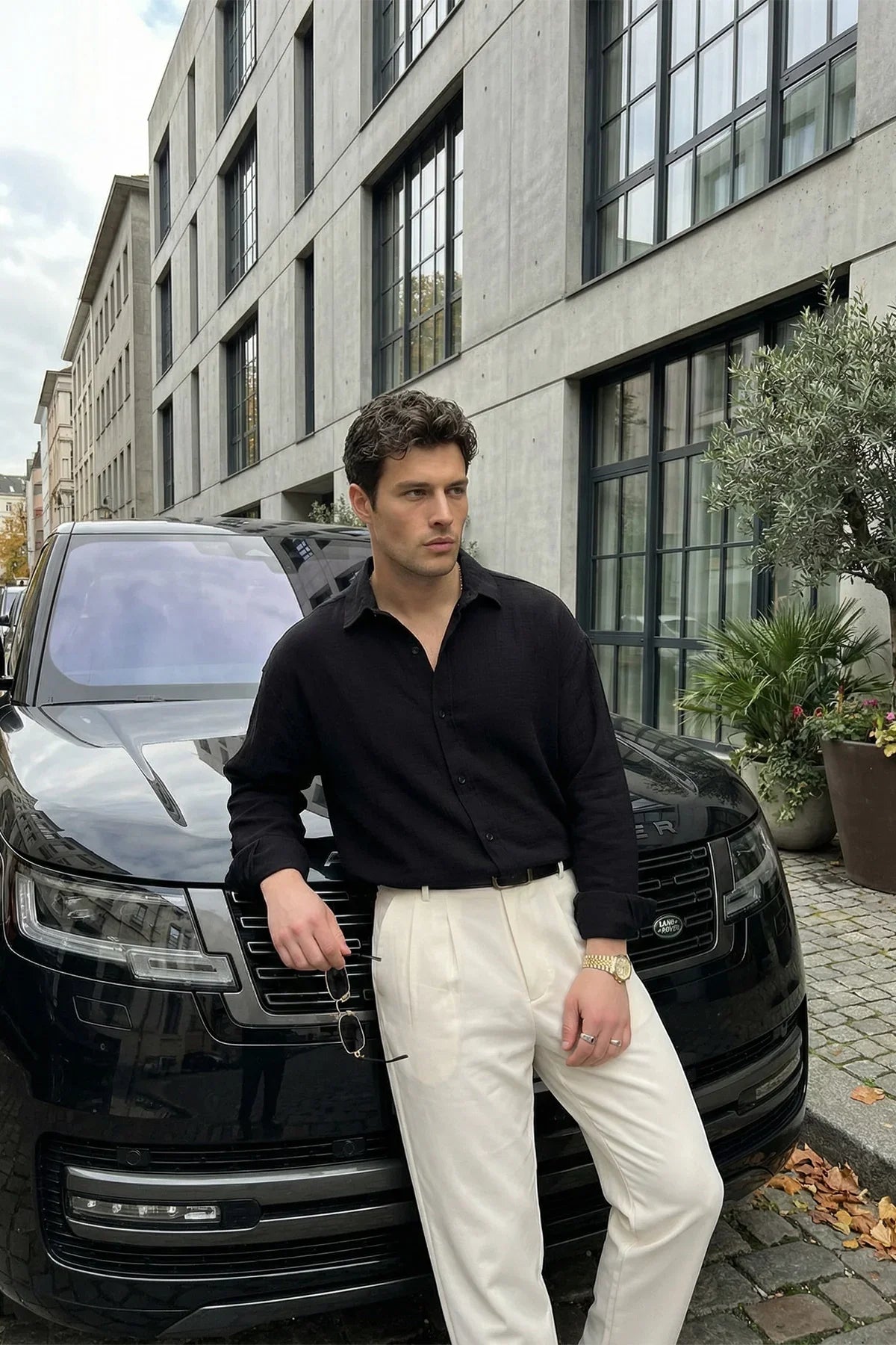 Yurin Erkek Premium Müslin %100 Pamuk Oversize Uzun Kollu Gömlek - Livio Ferri