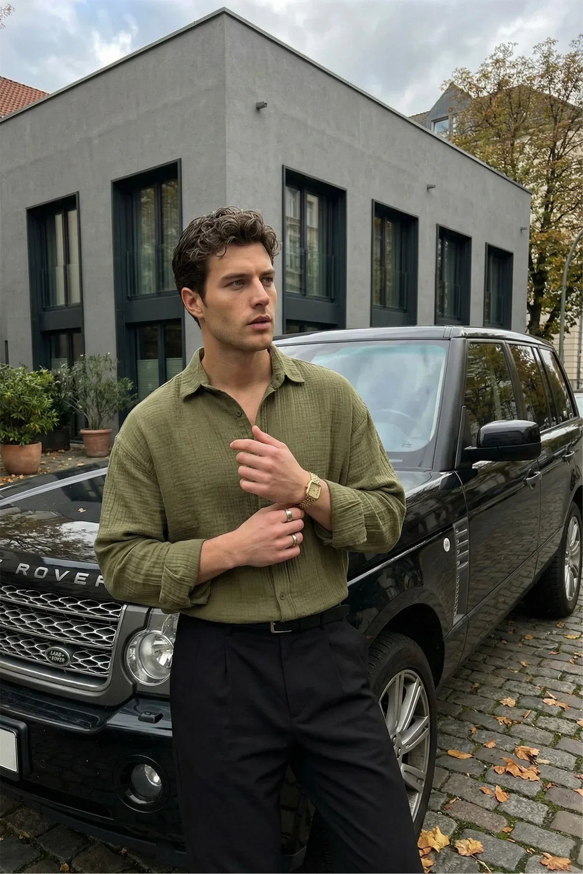 Yurin Erkek Premium Müslin %100 Pamuk Oversize Uzun Kollu Gömlek - Livio Ferri